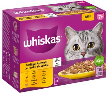 Whiskas® Nassfutter für Katzen Multipack 7+ Geflügel Auswahl in Gelee, Senior, 12 x 85 g