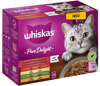 Whiskas® Nassfutter für Katzen Multipack Pure Delight Klassisches Ragout in Gelee, Adult, 12 x 85 g