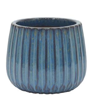 Dehner Keramik-Topf Samos, rund, blau