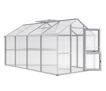 KGT Gewächshaus Iris IV, ca. B233/H226/T429 cm, Silber - Aluminium / Polycarbonat