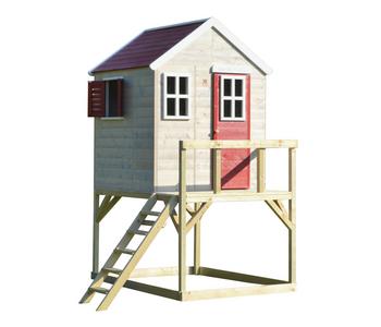 Wendi Toys Spielhaus Storch, ca. B160/H242/T190 cm, Natur / Rot - Kiefernholz Fichtenholz