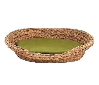 Silvio Design Tierbett Romy, oval, Grün - Wasserhyazinthe / Baumwolle Vlies Polyester