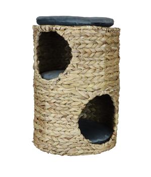 Silvio Design Katzenturm Mika, ca. Ø32/H45 cm, Grau - Metall / Wasserhyazinthe Vlies Polyester