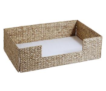 Silvio Design Tierbett Domino, rechteckig, Hellbraun / Weiß - Wasserhyazinthe