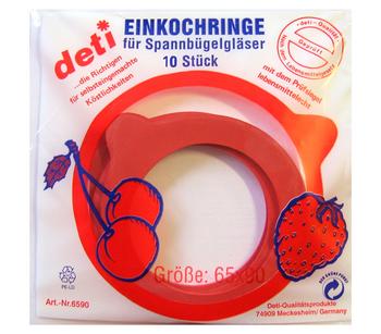 deti Einkochring für Spannbügelgläser, Ø65/90 mm, 10er-Set, Rot - Gummi