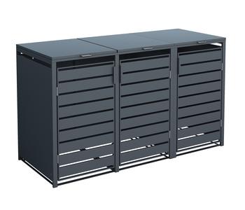 Westmann Mülltonnenverkleidung Kubus 3er Box, ca. B200/H116/T80 cm, Anthrazit - Stahl