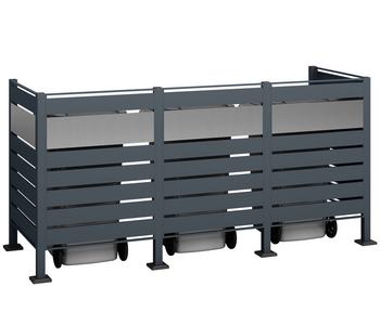 Westmann Mülltonnenverkleidung Planum 3er Box, ca. B250/H120/T90 cm, Anthrazit - Stahl