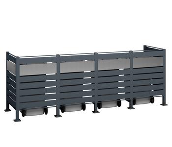 Westmann Mülltonnenverkleidung Planum 4er Box, ca. B330/H120/T90 cm, Anthrazit - Stahl