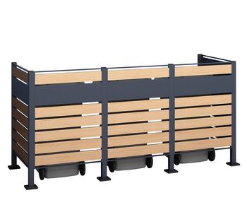 Westmann Mülltonnenverkleidung Planum 3er Box, ca. B250/H120/T90 cm, Natur - Stahl