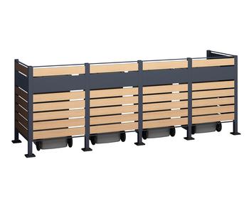 Westmann Mülltonnenverkleidung Planum 4er Box, ca. B330/H120/T90 cm, Natur - Stahl