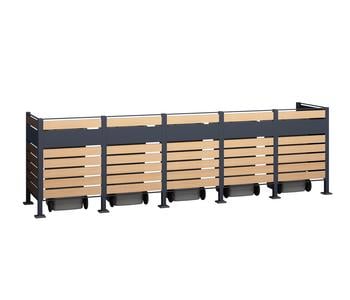 Westmann Mülltonnenverkleidung Planum 5er Box, ca. B410/H120/T90 cm, Natur - Stahl