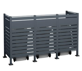 Westmann Mülltonnenverkleidung Planum 3er Box, ca. B250/H150/T90 cm, Anthrazit - Stahl