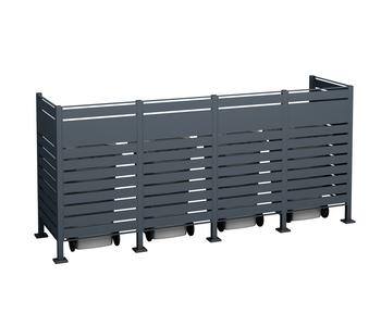 Westmann Mülltonnenverkleidung Planum 4er Box, ca. B330/H150/T90 cm, Anthrazit - Stahl