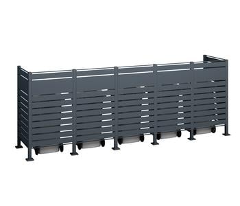 Westmann Mülltonnenverkleidung Planum 5er Box, ca. B410/H150/T90 cm, Anthrazit - Stahl