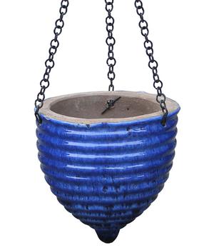 Dehner Keramik-Hängeampel, konisch, blau