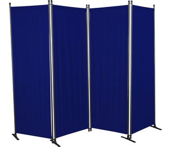 Angerer Paravent, 4-teilig, PE, ca. B220/H165 cm, Blau - Stahl, Polyethylen