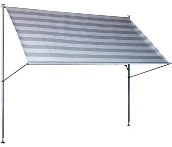 Angerer Klemmmarkise Premium, gestreift, ca. B300/H275/T170 cm, Hellgrau - Stahl / Polyacryl