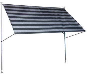 Angerer Klemmmarkise Premium, gestreift, ca. B350/H275/T170 cm, Dunkelgrau - Stahl / Polyacryl