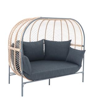 Dehner Daybed Venezia, ca. B172/H153/T112 cm, Dunkelgrau, Natur, Schwarz - Aluminium, Polyester, Kunststoffgeflecht