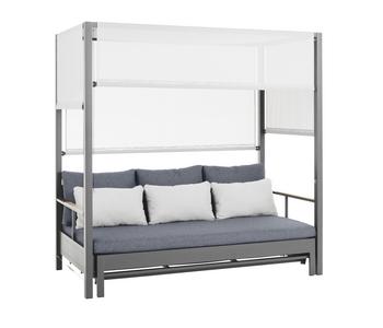 Dehner Daybed Hollywoodschaukel , ca. B195/H195/T183 cm, Schwarz, Grau - Aluminium, Polyester, Stahl, Textilene