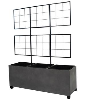 Dehner Kunststein-Spalierkasten Milano mit Rollen + 3 Pflanzeinsätzen, grau, ca. B100/H130/T35 cm