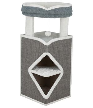 Trixie Kratzturm Cat Tower Arma, grau/weiß, ca. B38/H98/T38 cm, Grau / Weiß - Holz Plüsch Polyester Sisal
