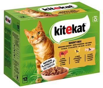 KITEKAT® Nassfutter für Katzen Multipack Markt-Mix in Gelee, Adult, 12 x 85 g