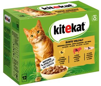 KITEKAT® Nassfutter für Katzen Multipack Bunte Vielfalt in Sauce, Adult, 12 x 85 g