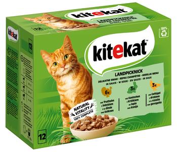 KITEKAT® Nassfutter für Katzen Multipack Landpicknick in Sauce, Adult, 12 x 85 g