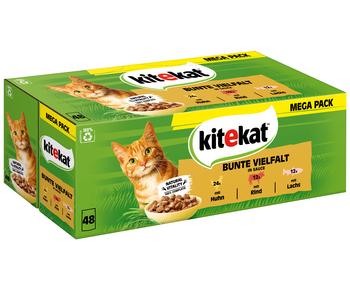 KITEKAT® Nassfutter für Katzen Multipack Bunte Vielfalt in Sauce, Adult, 48 x 85 g