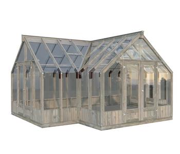 Palmako Glashaus Emilia, ca. B421/H288/T543 cm, Grau - Glas, Holz