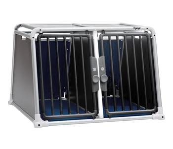 4pets Hundetransportbox ECO BLACK 22, Schwarz / Blau Silber - Aluminium Holz Kunststoff Stahl