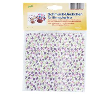 deti Schmuck-Deckchen für Einmachgläser, 6er-Set, Weiß / Lila Grün - Baumwolle
