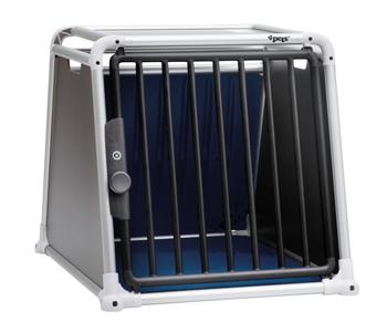 4pets Hundetransportbox ECO BLACK 3, Schwarz / Blau Silber - Aluminium Holz Kunststoff Stahl
