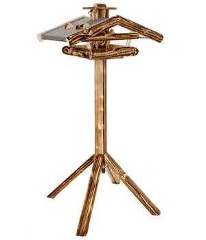 Dehner Natura Premium Futterhaus Watzmann, geflammt, inkl. Ständer, ca. B40/H133/T55 cm, Braun - Fichtenholz / Holz