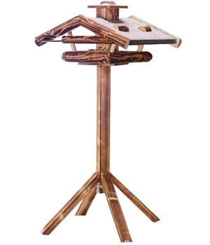 Dehner Natura Premium Futterhaus Wendelstein, geflammt, inkl. Ständer Alpstein, ca. B76/H142/T55 cm