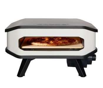 Cozze elektrischer Pizzaofen 34 cm (13"), inkl. Pizzastein & Hitzeschild, ca. B53/H29/T53 cm, Weiß / Anthrazit - Stahl Cordierit
