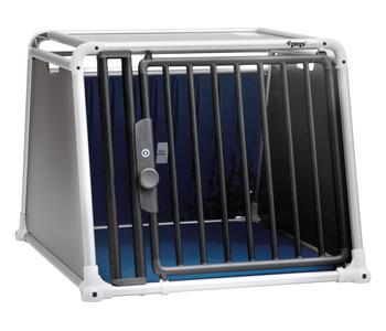4pets Hundetransportbox ECO BLACK 4, Schwarz / Blau Silber - Aluminium Holz Kunststoff Stahl