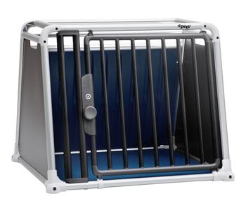 4pets Hundetransportbox ECO BLACK 4, Schwarz / Blau Silber - Aluminium Holz Kunststoff Stahl