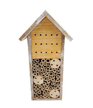 Dehner Natura Premium Insektenhotel Galway, ca. B15/H30/T13 cm, Gelb - Tannenholz / Bambus