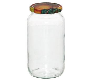 6 x Dehner Einkochglas, 1062 ml, Transparent / Rot Orange - Glas Aluminium - Mindestbestellmenge: 6 Stk.