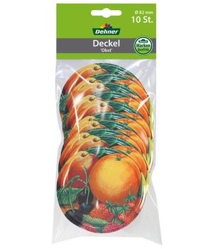 3 x Dehner Schraubdeckel Obst für Einkochgläser, Ø82 mm, 10er-Set, Grün / Orange Rot - Blech - Mindestbestellmenge: 3 Stk.