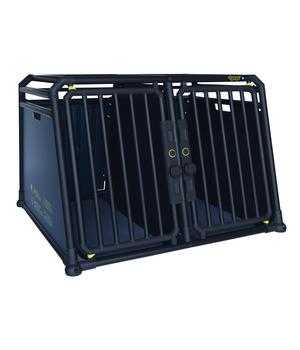 4pets Hundetransportbox PRO NOIR Line 22, Schwarz - Aluminium / Holz Kunststoff