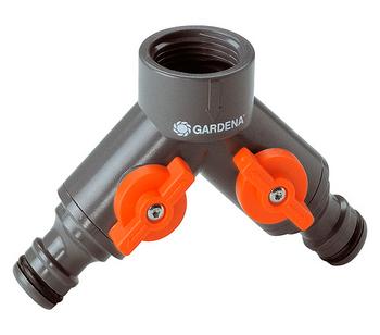 GARDENA 2-Wege-Ventil, 26,5 mm, 3/4"-Gewinde, Grau / Orange