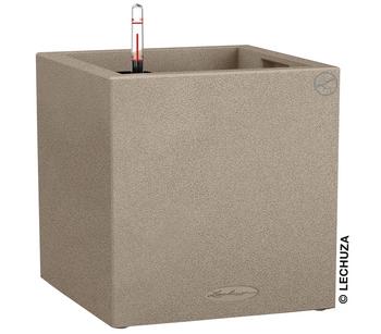 LECHUZA Kunststoff-Topf Canto Stone, quadratisch, Beige - Kunststoff