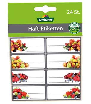 Dehner Haft-Etiketten Frucht, 24er-Set, Bunt / Weiß - Papier