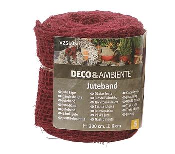 Videx Juteband, ca. L300/B6 cm, Dunkelrot - Naturmaterial