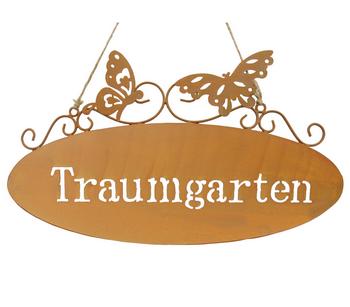 Dehner Metall-Gartenschild Traumgarten, Braun - Metall