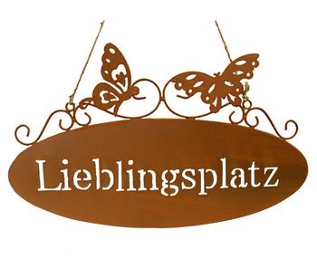 Dehner Metall-Gartenschild Lieblingsplatz, Braun - Metall