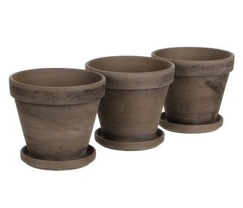 Dehner Keramik-Kräutertopf Stan, 3er-Set mit Untersetzer